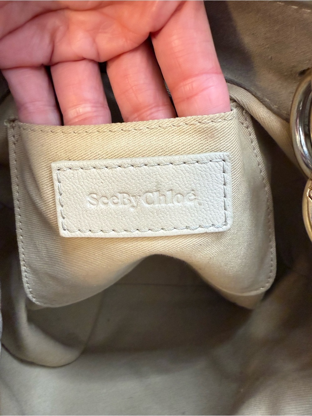 See By Chloé Leather Suede Bucket Bag Cream Taupe Brown Gold Hardware - Picture 11 of 16